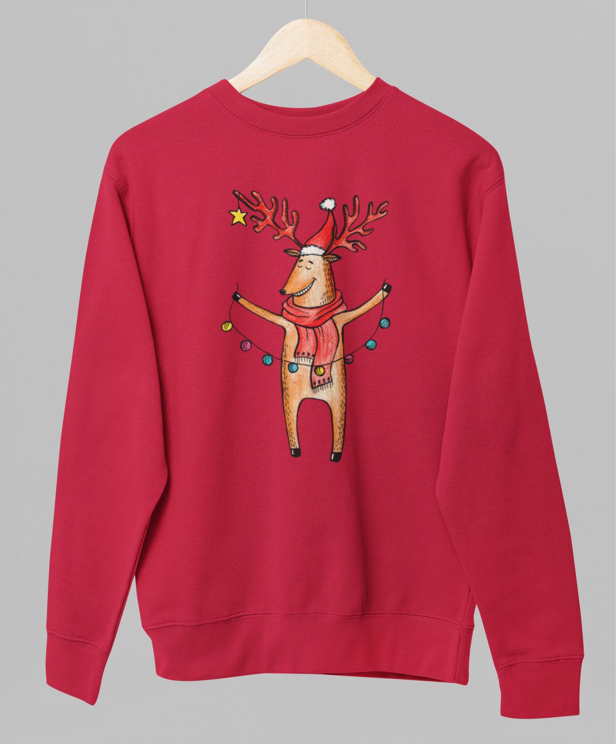 Punane UNISEX dressipluus ilma kapuutsita "Põder"