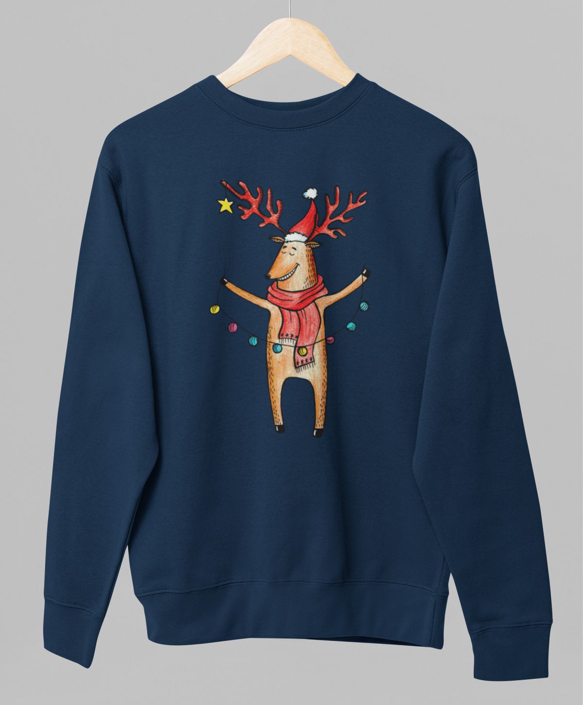 Sinine UNISEX dressipluus ilma kapuutsita "Põder"