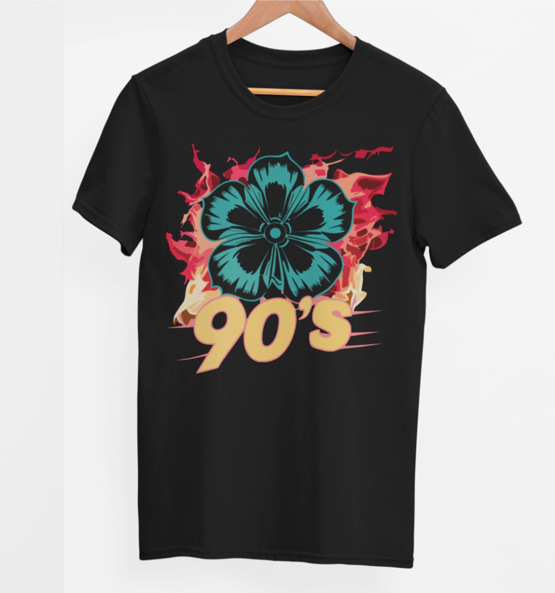 Mustad UNISEX T-särgid "90's flower"