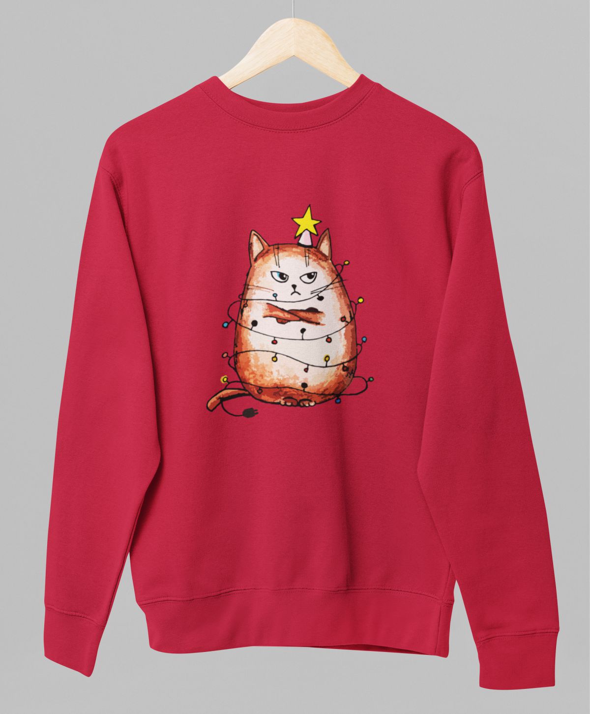 Punane UNISEX dressipluus ilma kapuutsita "Vihane kass"