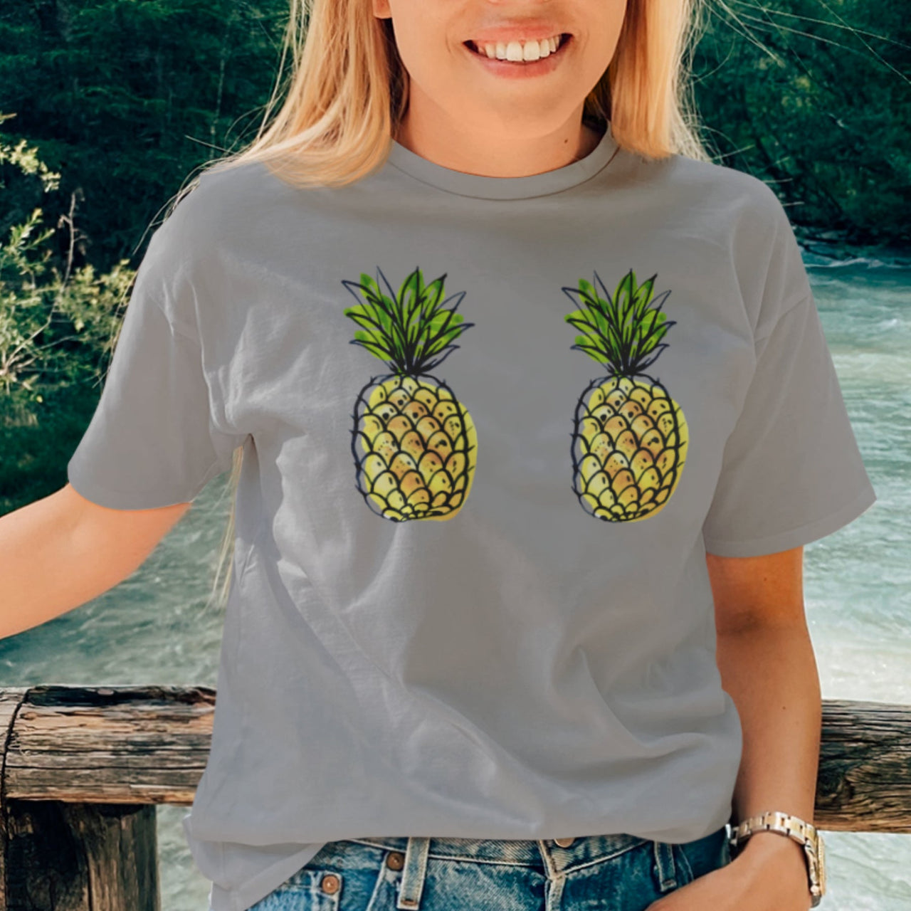 Hall Melange UNISEX T-särk Ananassid