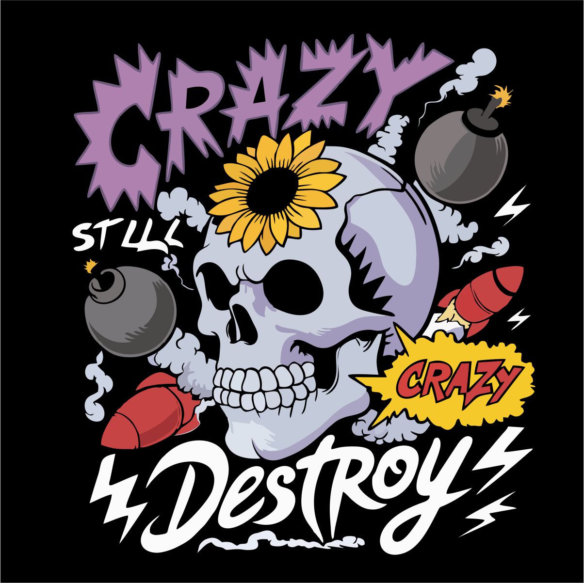 Mustad UNISEX T-särgid "Crazy destroy"