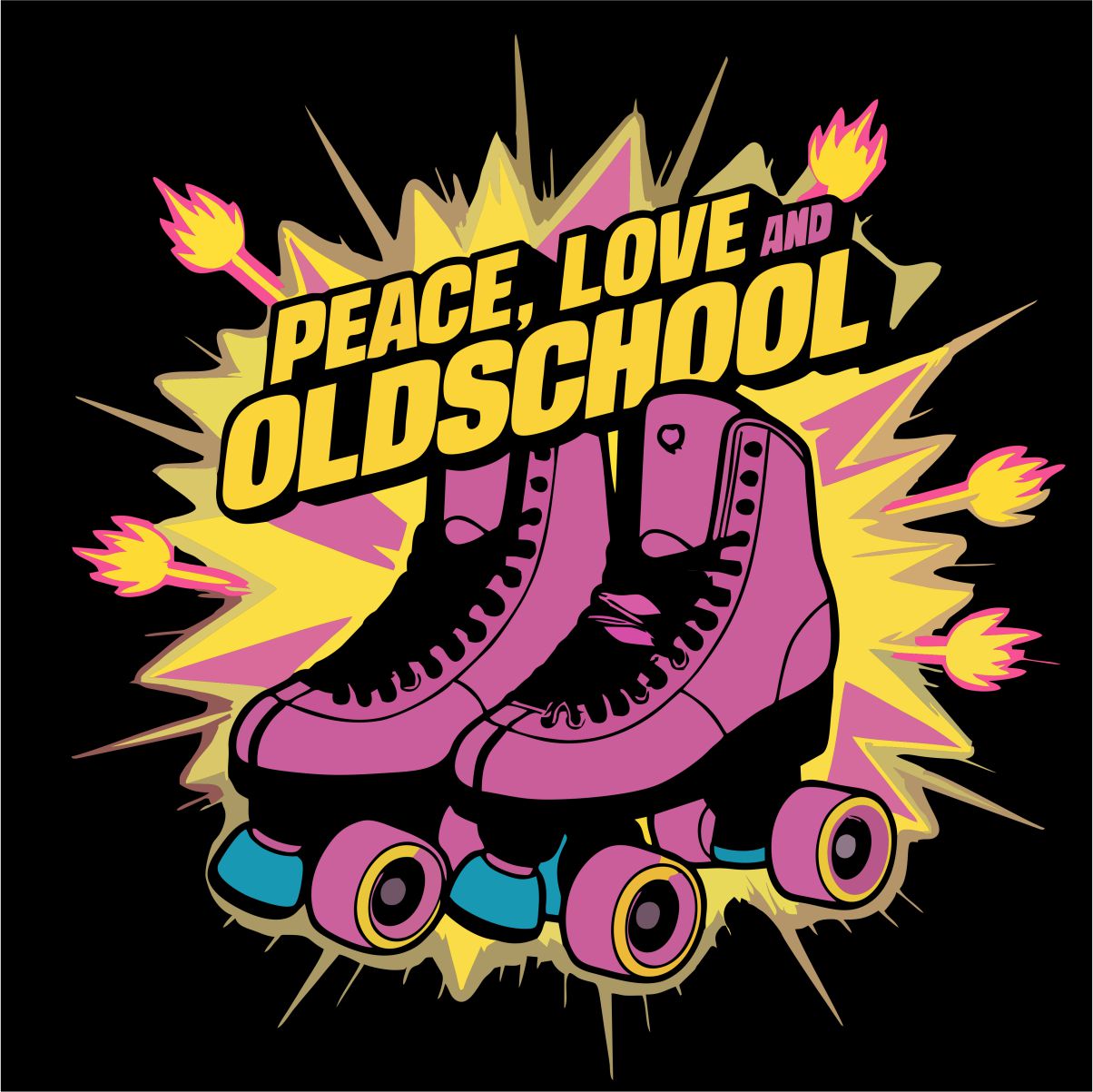 Mustad UNISEX T-särgid "Peace, love and oldschool"
