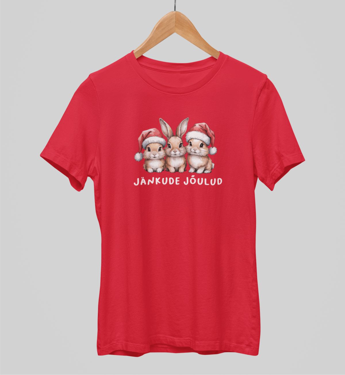 Punane UNISEX T-särk "Jänkude jõulud"