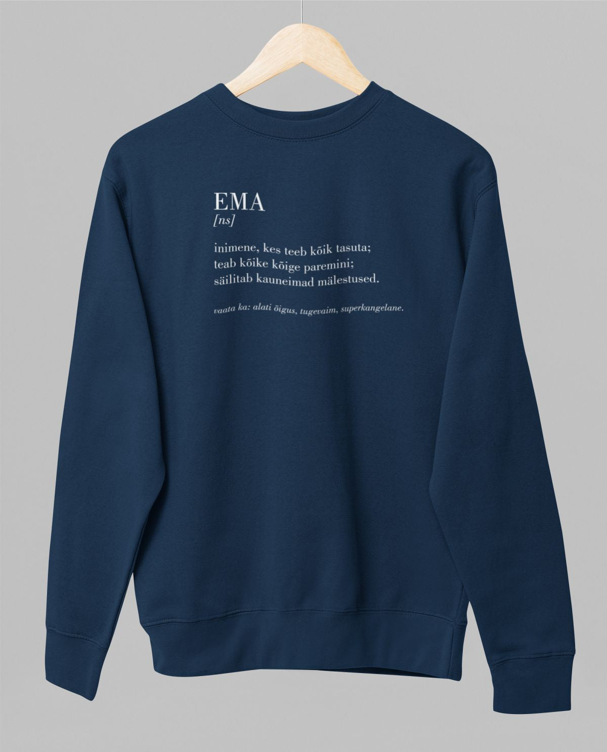 Sinine UNISEX dressipluus ilma kapuutsita "Ema kirjeldus"