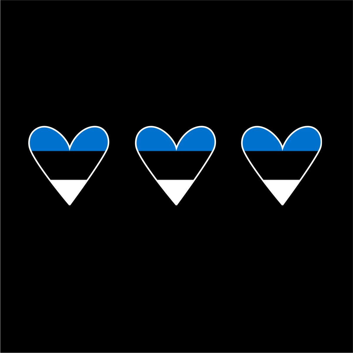 Must unisex T-särk "Kolm eesti südant"