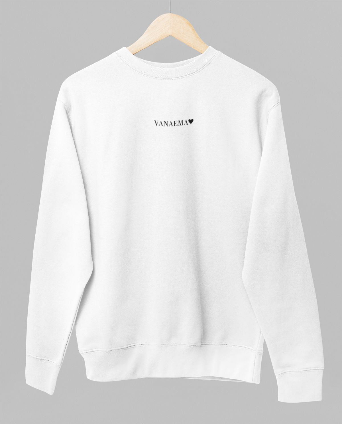 Valge UNISEX dressipluus ilma kapuutsita "Vanaema südamega"