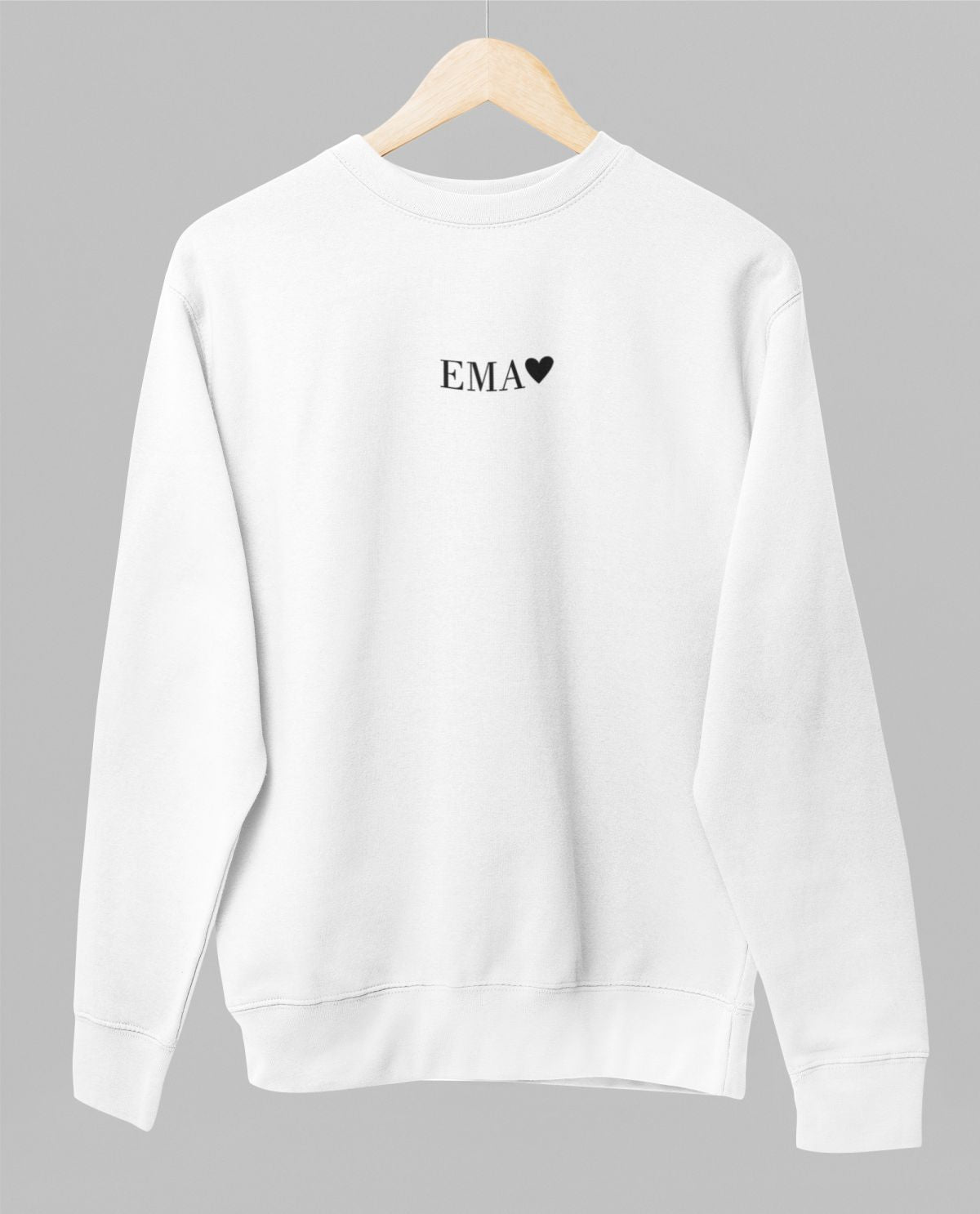 Valge UNISEX dressipluus ilma kapuutsita "Ema südamega"