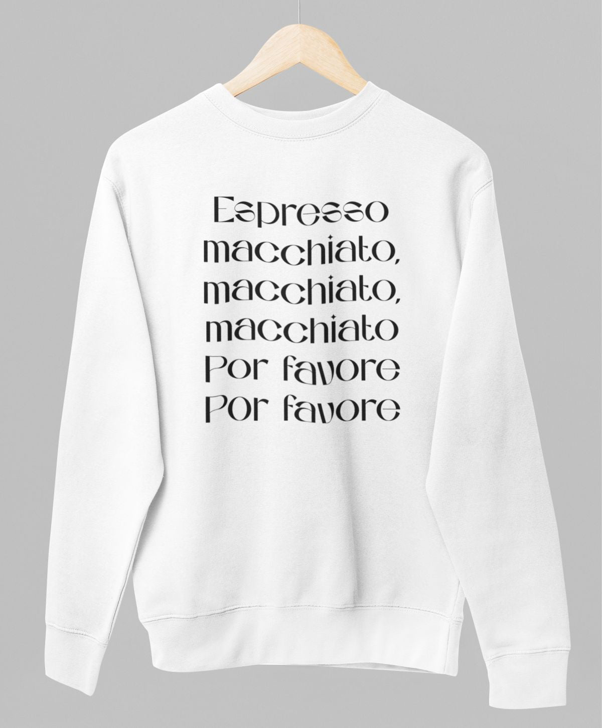 Valge UNISEX dressipluus ilma kapuutsita "Espresso"