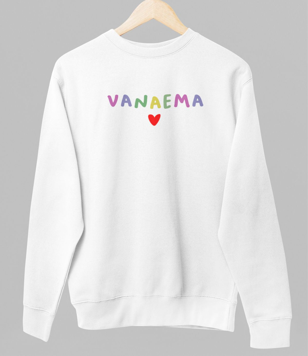 Valge UNISEX dressipluus ilma kapuutsita "Vanaema"