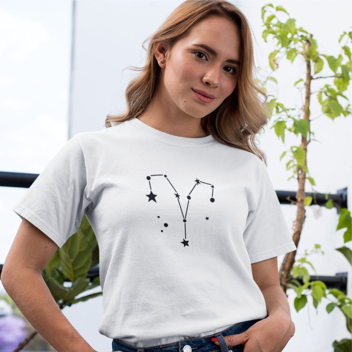 Valge UNISEX T-särk Tähtkuju Jäär