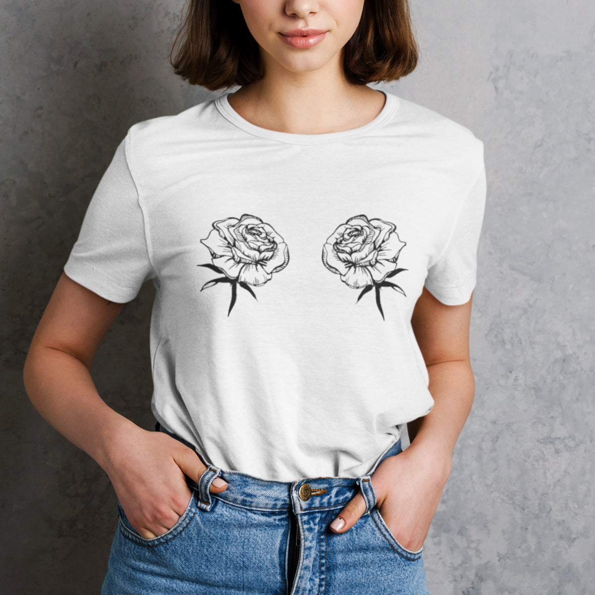 Valge UNISEX T-särk Roosid