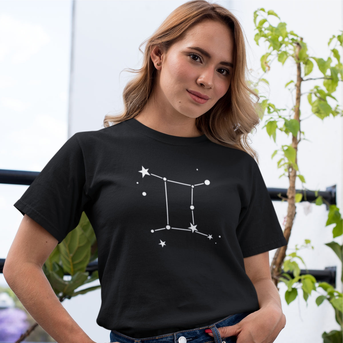 Must UNISEX T-särk Tähtkuju Kaksikud