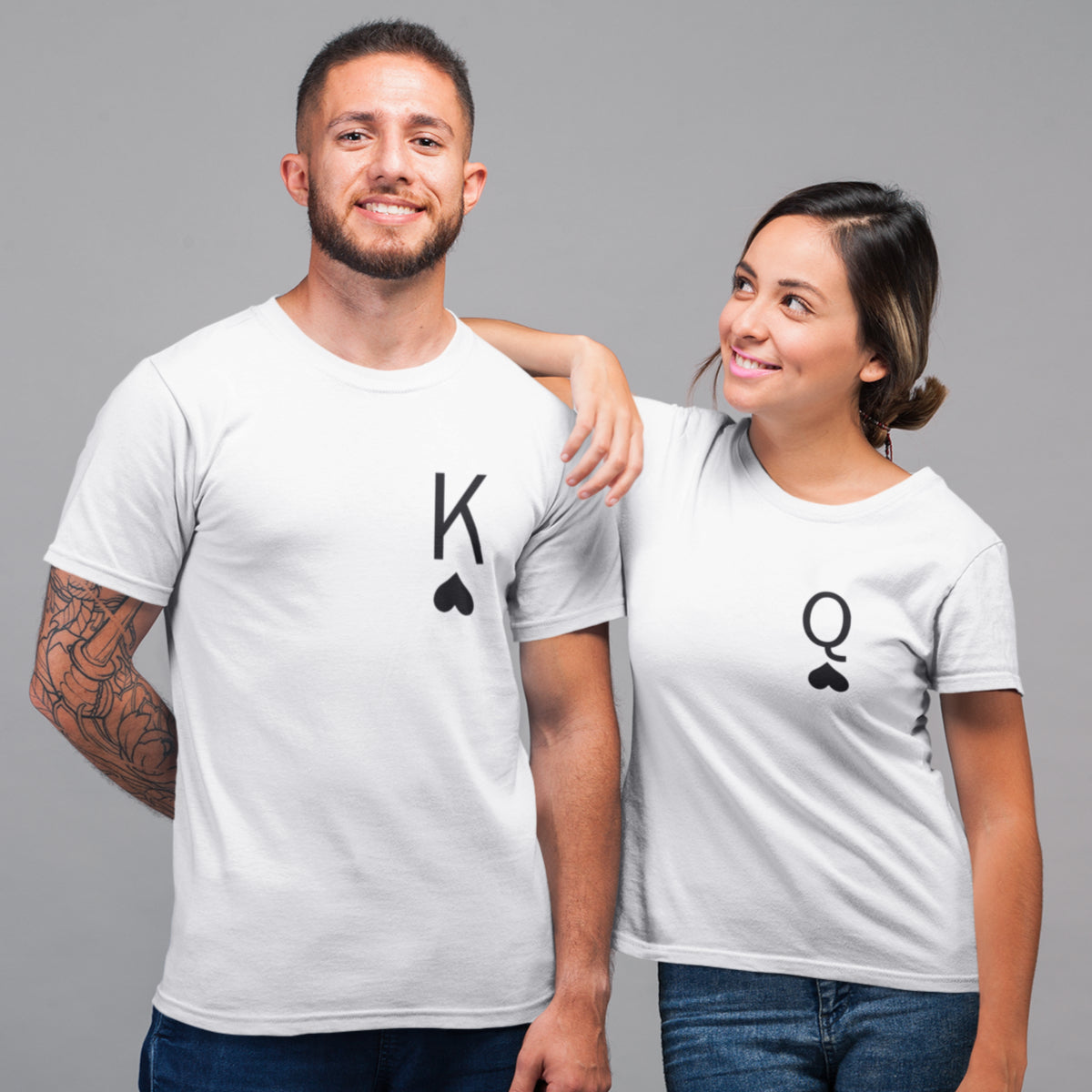 Valged unisex T-särgid paaridele „Veini kuningad“