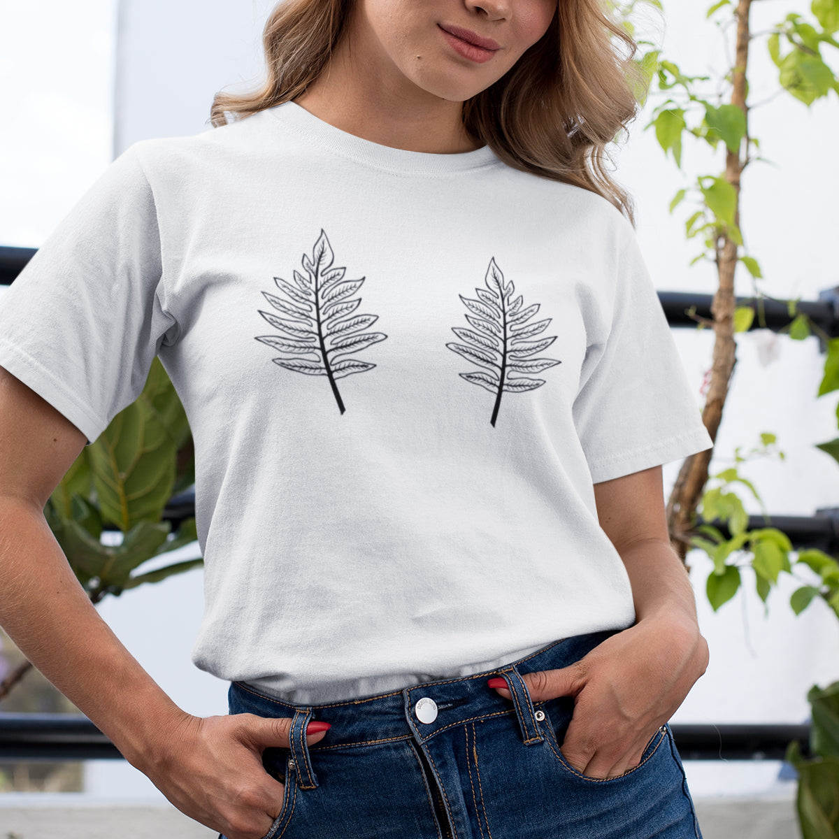 Valge UNISEX T-särk Kaks lehte