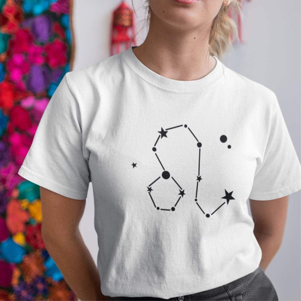 Valge UNISEX T-särk Tähtkuju Lõvi