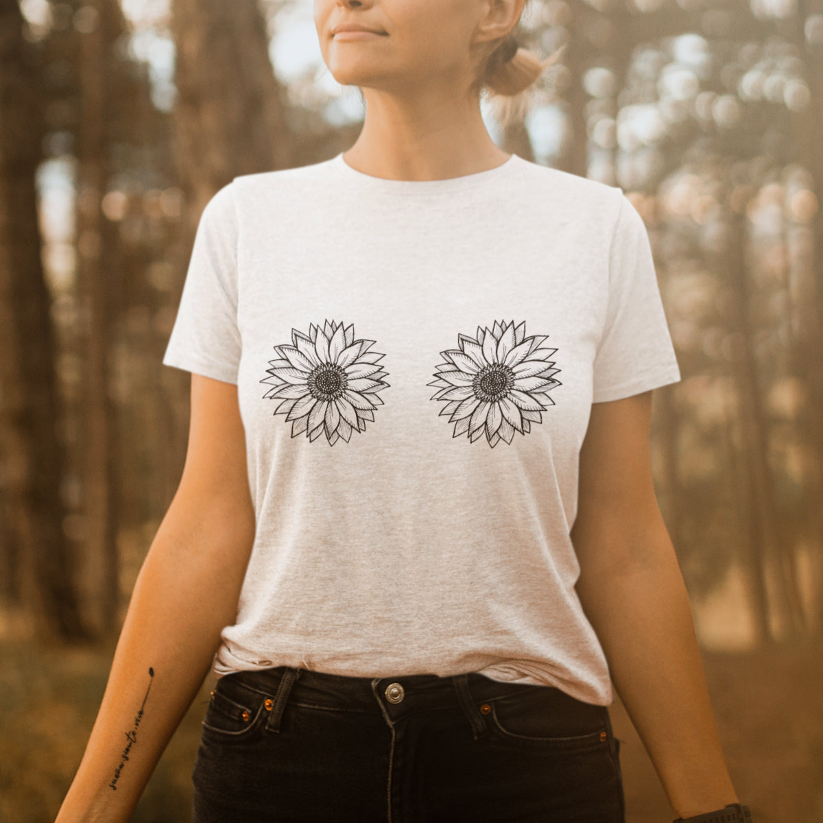 Valge UNISEX T-särk Päevalilled