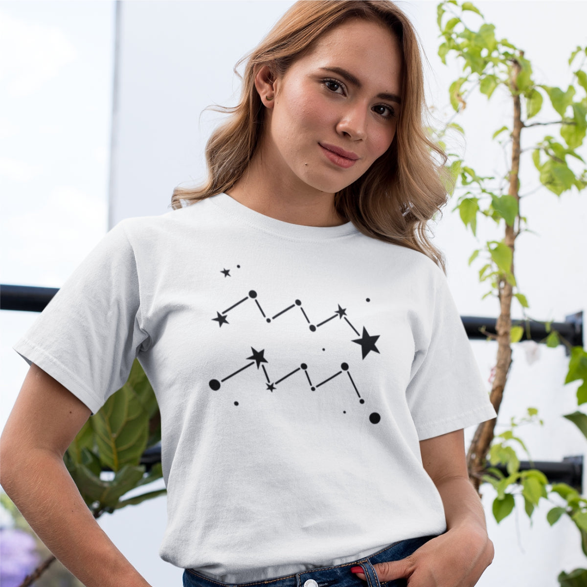 Valge UNISEX T-särk Tähtkuju Veevalaja