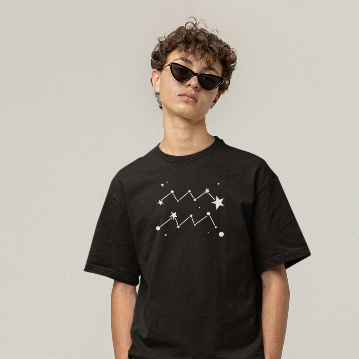 Must UNISEX T-särk Tähtkuju Veevalaja